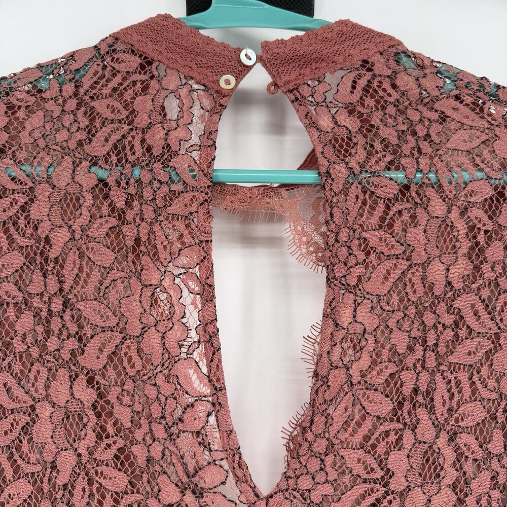 Free People Tell Tale Cutout Lace Tunic Dusty Mauve Taupe Womens Size Medium - Picture 8 of 11